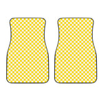 Yellow And White Checkered Pattern Print Front Car Floor Mats