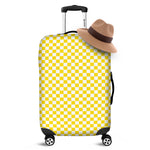 Yellow And White Checkered Pattern Print Luggage Cover