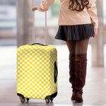 Yellow And White Checkered Pattern Print Luggage Cover
