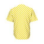 Yellow And White Checkered Pattern Print Men's Baseball Jersey