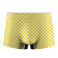 Yellow And White Checkered Pattern Print Men's Boxer Briefs