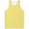 Yellow And White Checkered Pattern Print Men's Tank Top