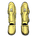 Yellow And White Checkered Pattern Print Muay Thai Shin Guards