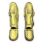 Yellow And White Checkered Pattern Print Muay Thai Shin Guard