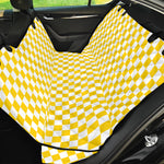 Yellow And White Checkered Pattern Print Pet Car Back Seat Cover