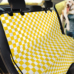 Yellow And White Checkered Pattern Print Pet Car Back Seat Cover
