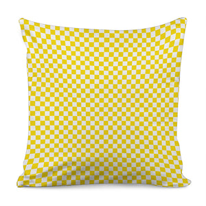 Yellow And White Checkered Pattern Print Pillow Cover