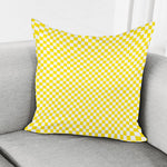 Yellow And White Checkered Pattern Print Pillow Cover
