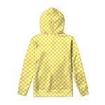 Yellow And White Checkered Pattern Print Pullover Hoodie