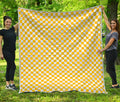 Yellow And White Checkered Pattern Print Quilt