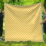 Yellow And White Checkered Pattern Print Quilt