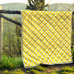 Yellow And White Checkered Pattern Print Quilt