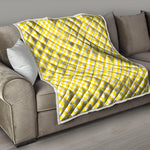 Yellow And White Checkered Pattern Print Quilt