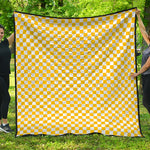 Yellow And White Checkered Pattern Print Quilt