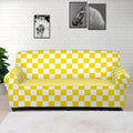 Yellow And White Checkered Pattern Print Sofa Cover