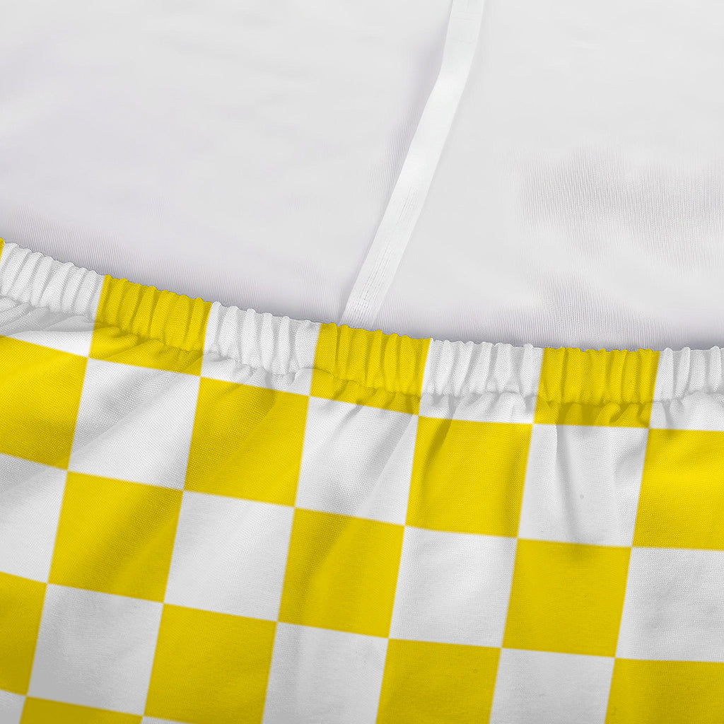 Yellow And White Checkered Pattern Print Sofa Cover