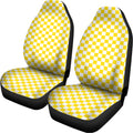 Yellow And White Checkered Pattern Print Universal Fit Car Seat Covers