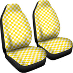 Yellow And White Checkered Pattern Print Universal Fit Car Seat Covers