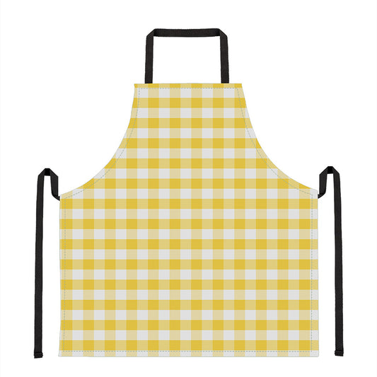 Yellow And White Gingham Pattern Print Apron