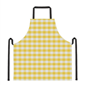 Yellow And White Gingham Pattern Print Apron