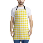 Yellow And White Gingham Pattern Print Apron