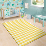 Yellow And White Gingham Pattern Print Area Rug
