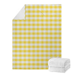 Yellow And White Gingham Pattern Print Blanket