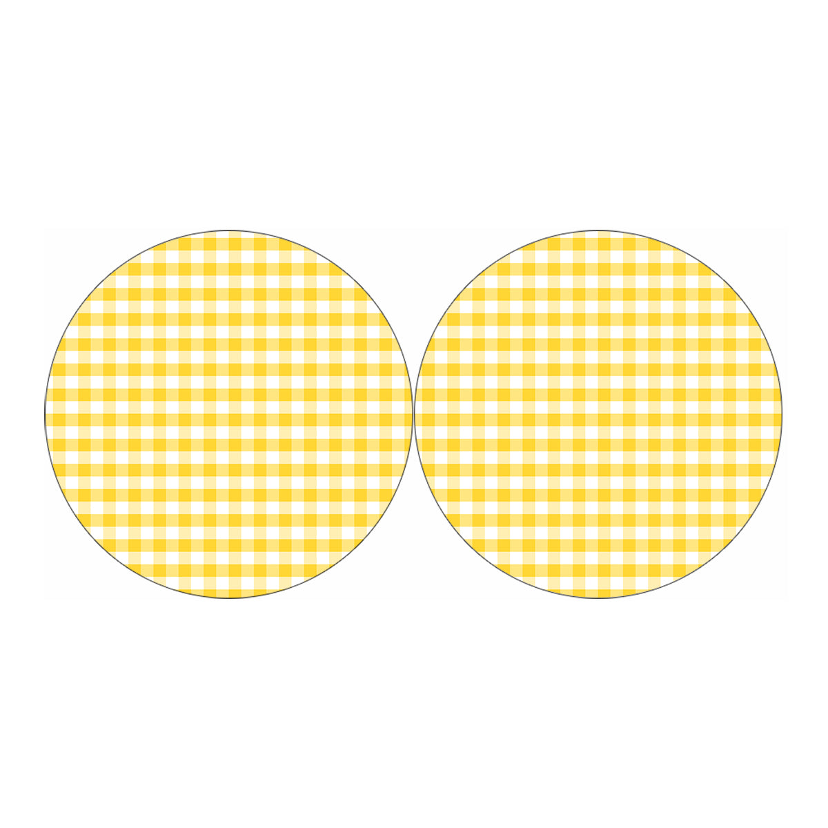 Yellow And White Gingham Pattern Print Car Coasters