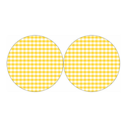Yellow And White Gingham Pattern Print Car Coasters