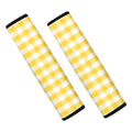Yellow And White Gingham Pattern Print Car Seat Belt Covers