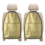 Yellow And White Gingham Pattern Print Car Seat Organizers