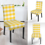 Yellow And White Gingham Pattern Print Dining Chair Slipcover