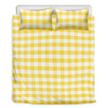 Yellow And White Gingham Pattern Print Duvet Cover Bedding Set