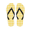Yellow And White Gingham Pattern Print Flip Flops