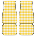 Yellow And White Gingham Pattern Print Front and Back Car Floor Mats