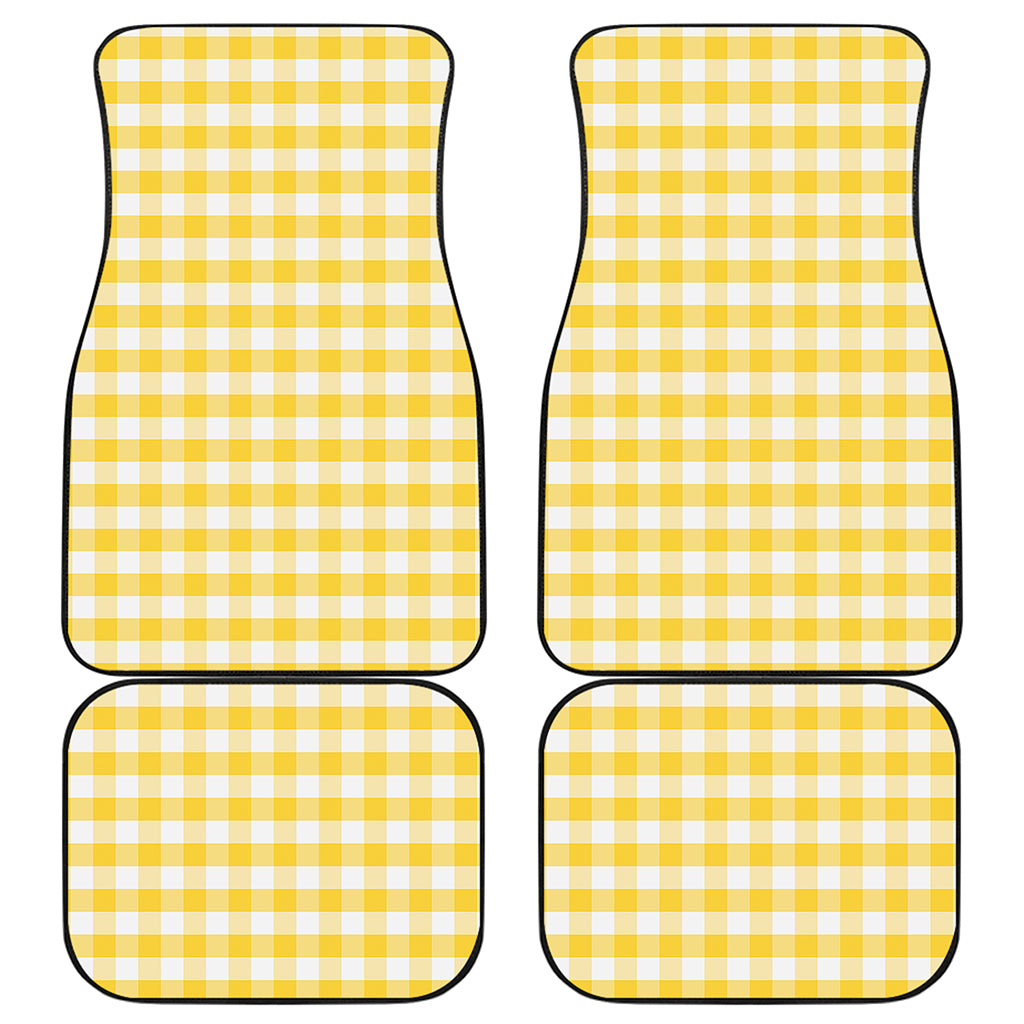 Yellow And White Gingham Pattern Print Front and Back Car Floor Mats