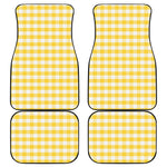 Yellow And White Gingham Pattern Print Front and Back Car Floor Mats