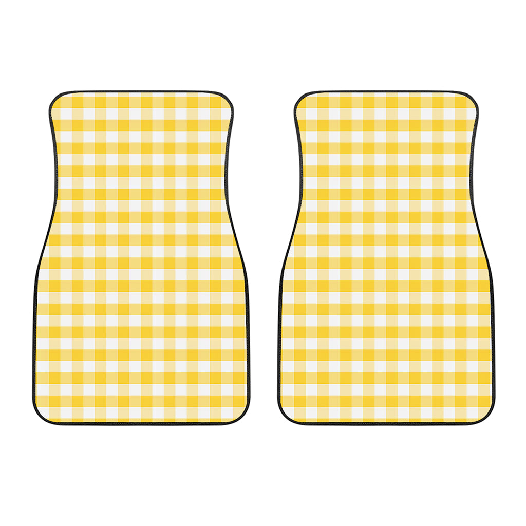 Yellow And White Gingham Pattern Print Front Car Floor Mats