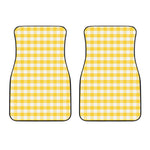 Yellow And White Gingham Pattern Print Front Car Floor Mats