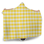 Yellow And White Gingham Pattern Print Hooded Blanket