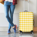 Yellow And White Gingham Pattern Print Luggage Cover