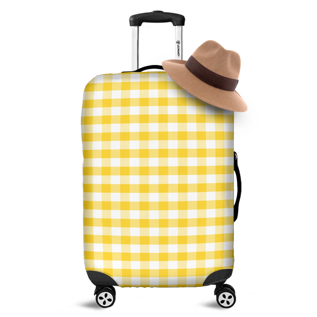 Yellow And White Gingham Pattern Print Luggage Cover
