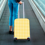 Yellow And White Gingham Pattern Print Luggage Cover