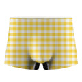 Yellow And White Gingham Pattern Print Men's Boxer Briefs