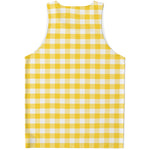 Yellow And White Gingham Pattern Print Men's Tank Top