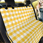 Yellow And White Gingham Pattern Print Pet Car Back Seat Cover