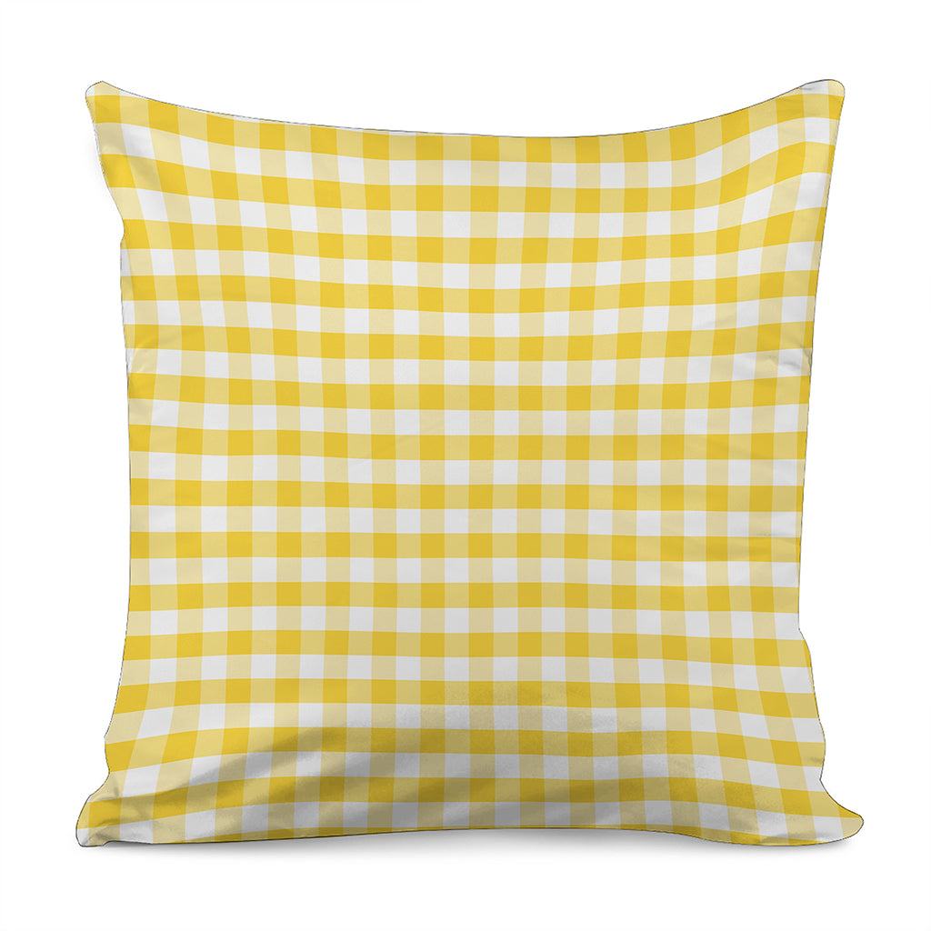 Yellow And White Gingham Pattern Print Pillow Cover
