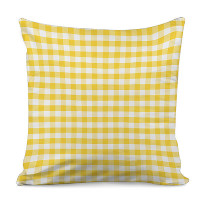 Yellow And White Gingham Pattern Print Pillow Cover