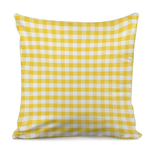 Yellow And White Gingham Pattern Print Pillow Cover