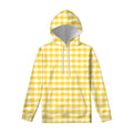 Yellow And White Gingham Pattern Print Pullover Hoodie